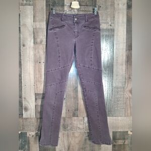 Peruvian Connection Moto Pants Womens Size US 2 Zip Pockets Plum